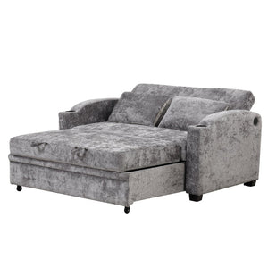 English Elm 101.2" Modular Chenille Sectional Sofa with Tufted Cushions and Deep Seating for Living Room Gray N719S001870E