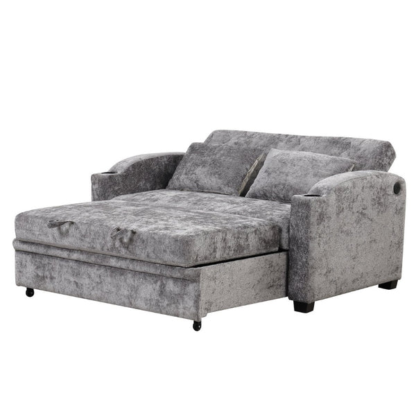 English Elm 101.2" Modular Chenille Sectional Sofa with Tufted Cushions and Deep Seating for Living Room Gray N719S001870E