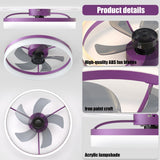 English Elm Ceiling Fans With Lights Dimmable Led Embedded Installation Of Thin Modern Ceiling Fans(Purple)