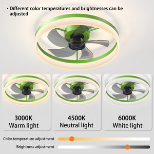 English Elm Ceiling Silent Dimmable LED Fan Light with Remote, Ultra-Quiet 21dB, 6-Speed Modern Thin Design Green W1340120480