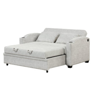 English Elm 101.2" Modular Chenille Sectional Sofa with Tufted Cushions and Deep Seating for Living Room White+Gray N719S001870K