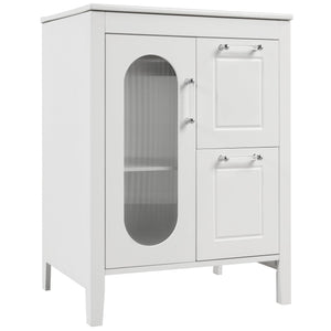 English Elm 24" Modern Bathroom Vanity with Ceramic Sink, Solid Wood & MDF Cabinet, Two Drawers, Shelf White N725P245273K