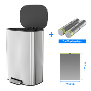 English Elm 13 Gallon 50L Stainless Steel Trash Can with Soft-Close Lid, Fingerprint-Proof, Step Pedal, Durable 13 W1550121727