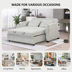 English Elm 101.2" Modular Chenille Sectional Sofa with Tufted Cushions and Deep Seating for Living Room White+Gray N719S001870K