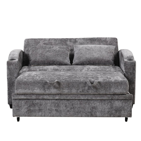 English Elm 101.2" Modular Chenille Sectional Sofa with Tufted Cushions and Deep Seating for Living Room Gray N719S001870E