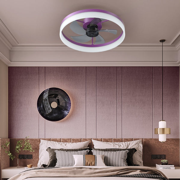 English Elm Ceiling Silent Dimmable LED Fan Light with Remote, Ultra-Quiet 21dB, 6-Speed Modern Thin Design Purple W1340120485