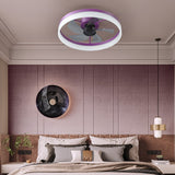 English Elm Ceiling Fans With Lights Dimmable Led Embedded Installation Of Thin Modern Ceiling Fans(Purple)