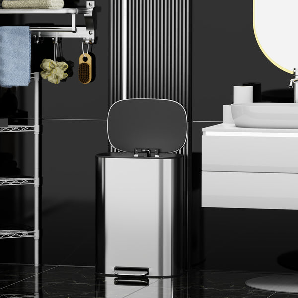 English Elm 13 Gallon 50L Stainless Steel Trash Can with Soft-Close Lid, Fingerprint-Proof, Step Pedal, Durable 13 W1550121727