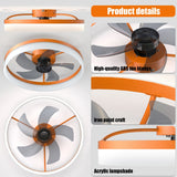 English Elm Ceiling Fans With Lights Dimmable Led Embedded Installation Of Thin Modern Ceiling Fans(Orange)