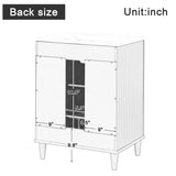 English Elm 24" Bathroom Vanity With Sink, Bathroom Vanity Cabinet With Two Doors, Adjustable Shelves, Solid Wood and Mdf, White