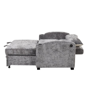 English Elm 101.2" Modular Chenille Sectional Sofa with Tufted Cushions and Deep Seating for Living Room Gray N719S001870E