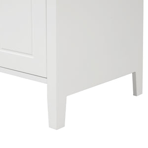 English Elm 24" Bathroom Vanity with Sink Solid Wood & Ceramic Top, Modern Freestanding Cabinet with Drawers White N725P351849K