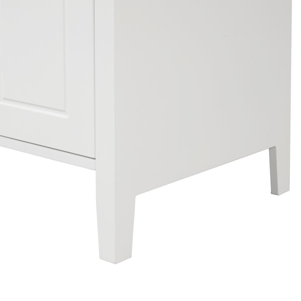 English Elm 24" Modern Bathroom Vanity with Ceramic Sink, Solid Wood & MDF Cabinet, Two Drawers, Shelf White N725P245273K