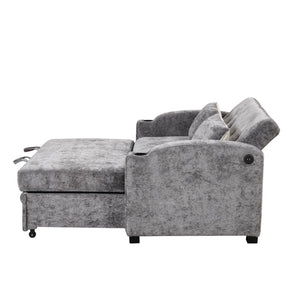 English Elm 101.2" Modular Chenille Sectional Sofa with Tufted Cushions and Deep Seating for Living Room Gray N719S001870E