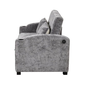 English Elm 101.2" Modular Chenille Sectional Sofa with Tufted Cushions and Deep Seating for Living Room Gray N719S001870E