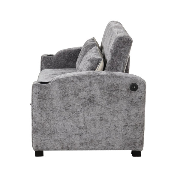English Elm 101.2" Modular Chenille Sectional Sofa with Tufted Cushions and Deep Seating for Living Room Gray N719S001870E