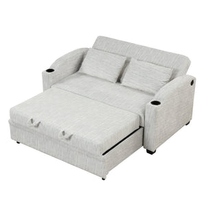 English Elm 101.2" Modular Chenille Sectional Sofa with Tufted Cushions and Deep Seating for Living Room White+Gray N719S001870K