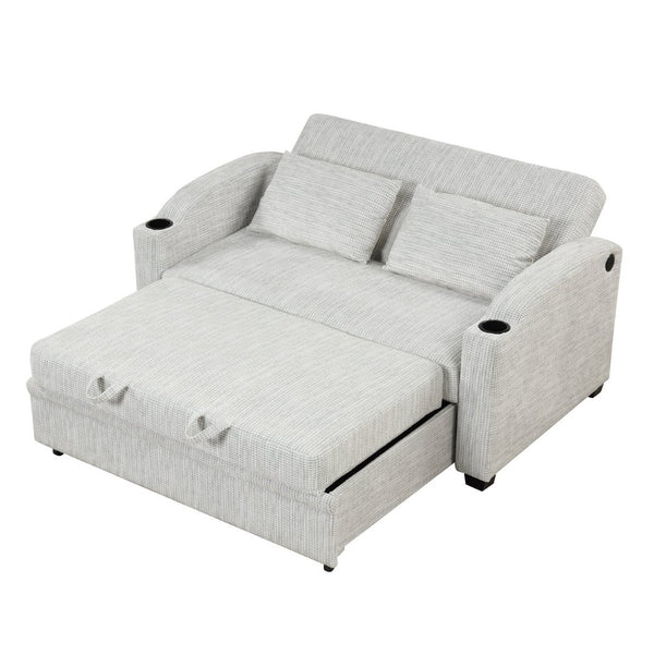 English Elm 101.2" Modular Chenille Sectional Sofa with Tufted Cushions and Deep Seating for Living Room White+Gray N719S001870K