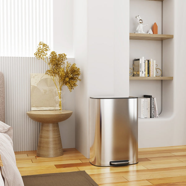English Elm 13 Gallon 50L Stainless Steel Trash Can with Soft-Close Lid, Fingerprint-Proof, Step Pedal, Durable 13 W1550121727