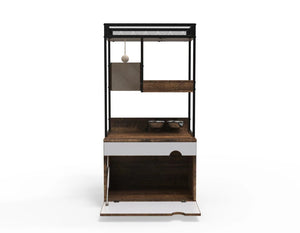 English Elm Corner Cat Tower with Feeding Cabinet Sisal Post and Climbing Platforms for Indoor Pets W1687106558