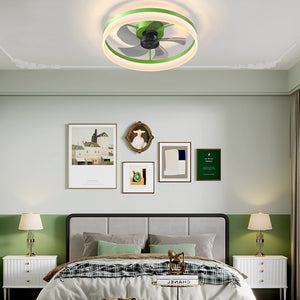 English Elm Ceiling Fans With Lights Dimmable Led Embedded Installation Of Thin Modern Ceiling Fans(Green)