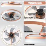 English Elm Ceiling Fans With Lights Dimmable Led Embedded Installation Of Thin Modern Ceiling Fans(Rose Gold)