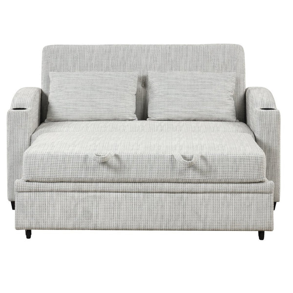 English Elm 101.2" Modular Chenille Sectional Sofa with Tufted Cushions and Deep Seating for Living Room White+Gray N719S001870K