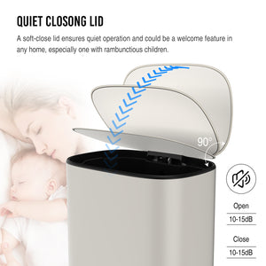 English Elm 13 13 Gallon/50L Soft-Close Stainless Steel Trash Can with Foot Pedal, Fingerprint-Proof, Durable W1550128067