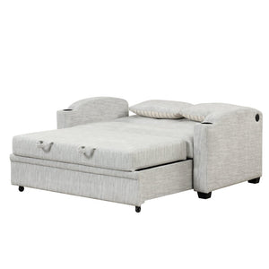 English Elm 101.2" Modular Chenille Sectional Sofa with Tufted Cushions and Deep Seating for Living Room White+Gray N719S001870K
