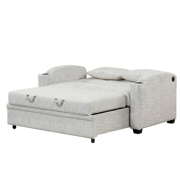 English Elm 101.2" Modular Chenille Sectional Sofa with Tufted Cushions and Deep Seating for Living Room White+Gray N719S001870K