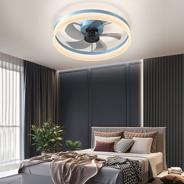 English Elm Ceiling Silent Dimmable LED Fan Light with Remote, Ultra-Quiet 21dB, 6-Speed Modern Thin Design Blue W1340120483