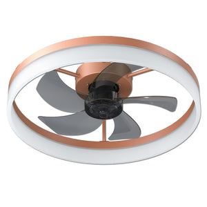English Elm Ceiling Silent Dimmable LED Fan Light with Remote, Ultra-Quiet 21dB, 6-Speed Modern Thin Design Rose Gold W1340120486
