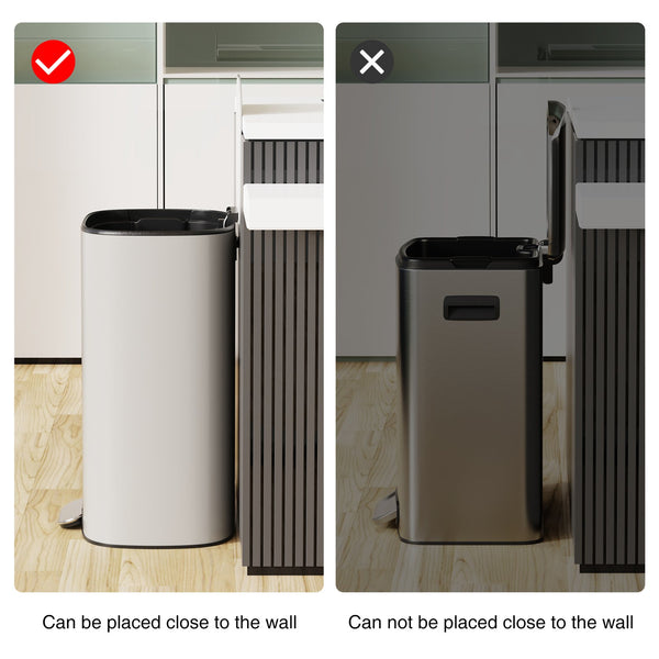 English Elm 13 13 Gallon/50L Soft-Close Stainless Steel Trash Can with Foot Pedal, Fingerprint-Proof, Durable W1550128067