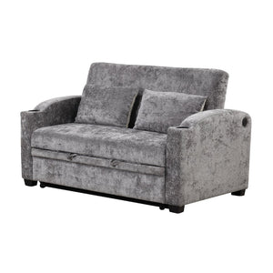 English Elm 101.2" Modular Chenille Sectional Sofa with Tufted Cushions and Deep Seating for Living Room Gray N719S001870E
