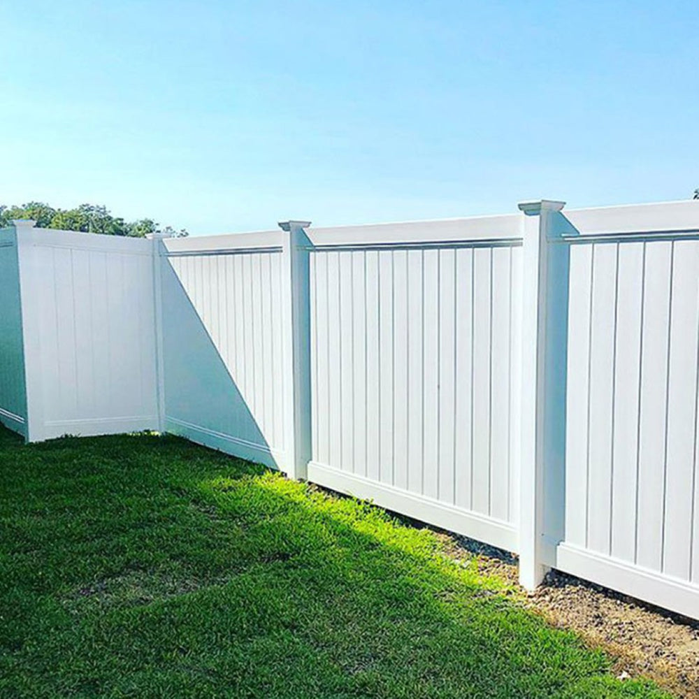 English Elm 2 White Vinyl Privacy Fence Panels Tongue Groove Picket Outdoor Backyard 6ft B100128095
