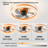 English Elm Ceiling Fans With Lights Dimmable Led Embedded Installation Of Thin Modern Ceiling Fans(Orange)