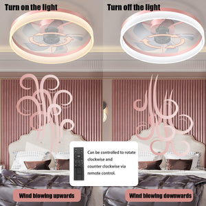 English Elm Ceiling Silent Dimmable LED Fan Light with Remote, Ultra-Quiet 21dB, 6-Speed Modern Thin Design Pink W1340120484