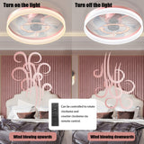 English Elm Ceiling Fans With Lights Dimmable Led Embedded Installation Of Thin Modern Ceiling Fans(Pink)