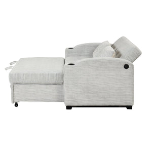 English Elm 101.2" Modular Chenille Sectional Sofa with Tufted Cushions and Deep Seating for Living Room White+Gray N719S001870K