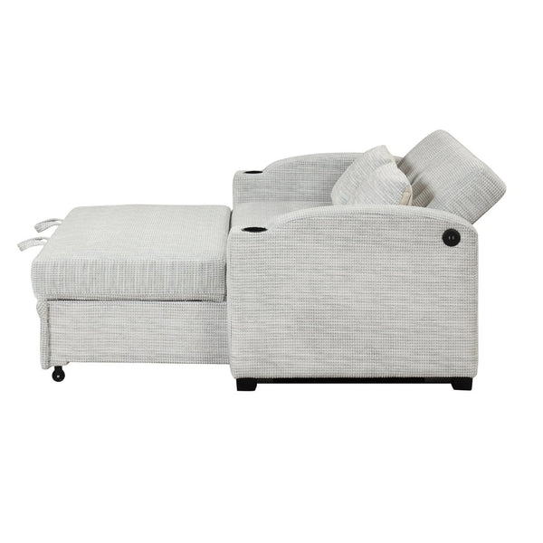 English Elm 101.2" Modular Chenille Sectional Sofa with Tufted Cushions and Deep Seating for Living Room White+Gray N719S001870K