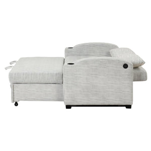 English Elm 101.2" Modular Chenille Sectional Sofa with Tufted Cushions and Deep Seating for Living Room White+Gray N719S001870K