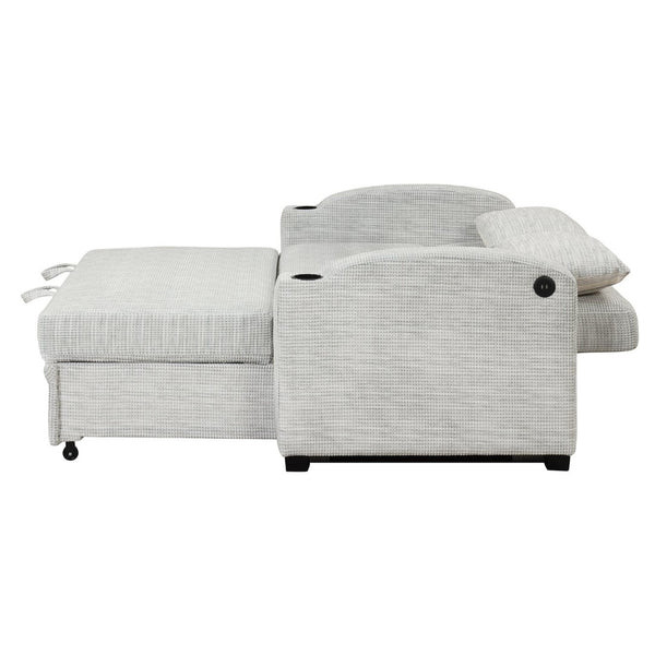 English Elm 101.2" Modular Chenille Sectional Sofa with Tufted Cushions and Deep Seating for Living Room White+Gray N719S001870K