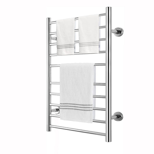 English Elm Electric Wall Mounted Towel Warmer with 10 Stainless Steel Bars Brushed Chrome Finish W2079128629