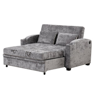 English Elm 101.2" Modular Chenille Sectional Sofa with Tufted Cushions and Deep Seating for Living Room Gray N719S001870E