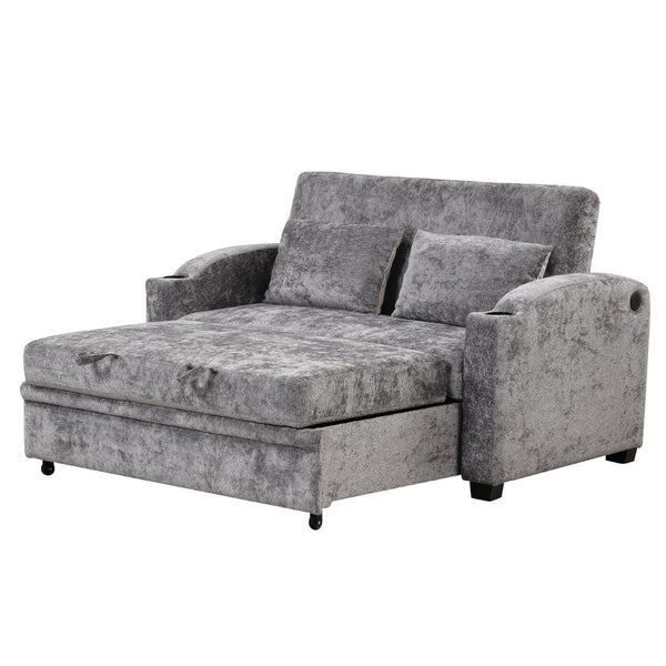 English Elm 101.2" Modular Chenille Sectional Sofa with Tufted Cushions and Deep Seating for Living Room Gray N719S001870E