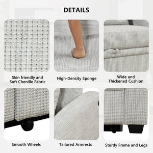 English Elm 101.2" Modular Chenille Sectional Sofa with Tufted Cushions and Deep Seating for Living Room White+Gray N719S001870K