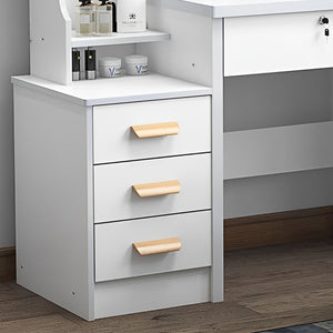 English Elm Fashion Lighted Vanity Desk with Large Mirror, 3-Color Dimmable LEDs, 4 Drawers & Shelves, White W509120066
