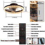 English Elm Low Profile Ceiling Fan With Light and Remote Control, Dimmable Led Ceiling Fan, 6 Speeds, Timing Reversible Blades, Brown, 20"