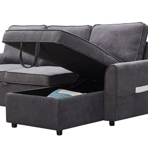 English Elm Mgea Modular Linen Sectional Sleeper Sofa with Storage Chaise for Small Spaces W975S00008