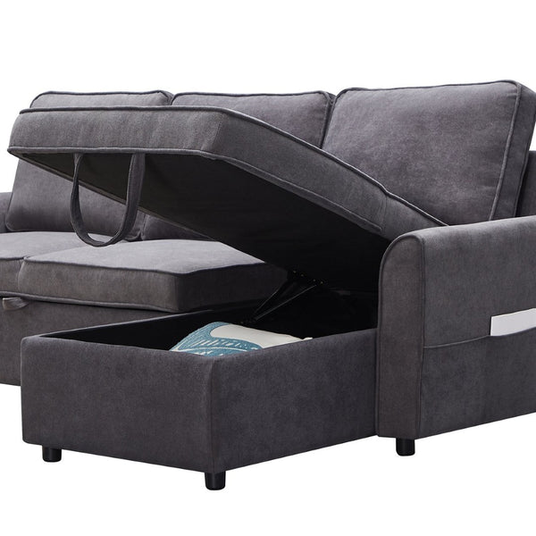 English Elm Mgea Modular Linen Sectional Sleeper Sofa with Storage Chaise for Small Spaces W975S00008